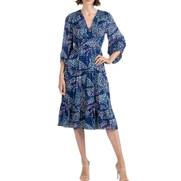 Shoshanna Tiered Embroidered Zanita Multicolor Long Sleeve Midi Dress Size 2 - Picture 1 of 16